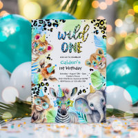 Wild One Safari Boy Blue Leopard Birthday Party