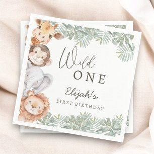 Wild One Safari Boy's 1st Birthday Napkin