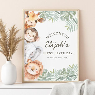 Wild One Safari Boy's 1st Birthday Welcome Sign