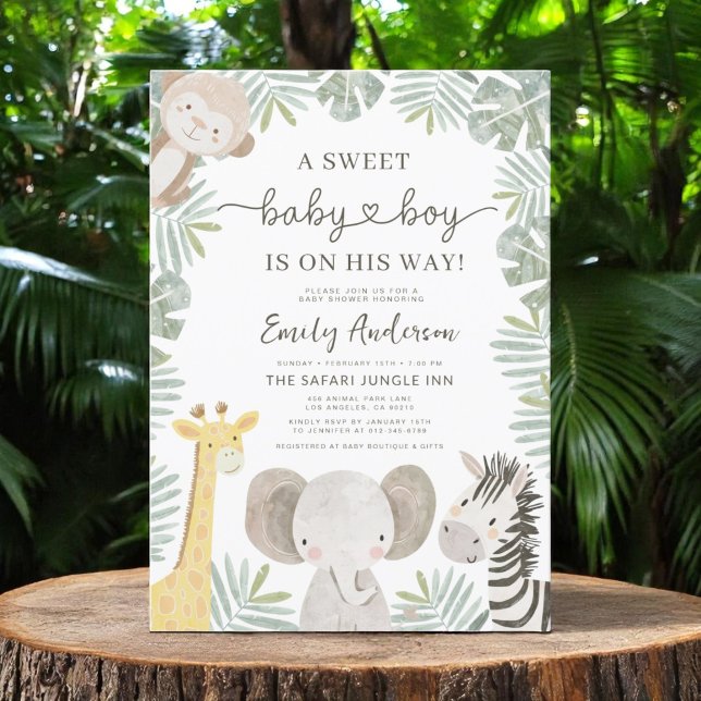 Wild One Safari Cute Jungle Animals Baby Shower Invitation (Creator Uploaded)
