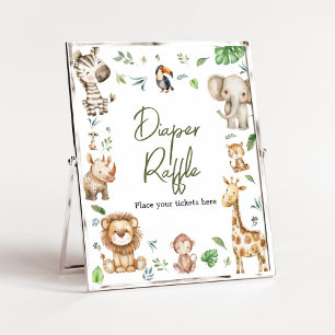Wild One Safari Diaper Raffle Baby Shower Poster
