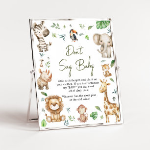 Wild One Safari Don't Say Baby Baby Shower Poster