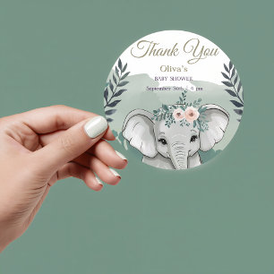 Wild One Safari Elephant Baby Shower Classic Round Sticker