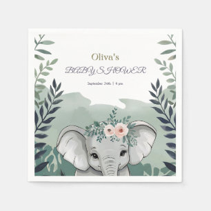 Wild One Safari Elephant Baby Shower Napkins