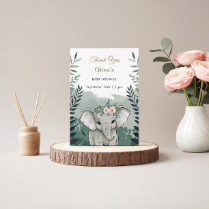 Wild One Safari Elephant Baby Shower Thank You Card