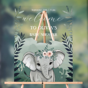 Wild One Safari Elephant Baby Shower welcome Acrylic Sign