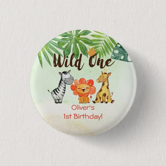 Wild One, Safari First Birthday 3 Cm Round Badge (Front)