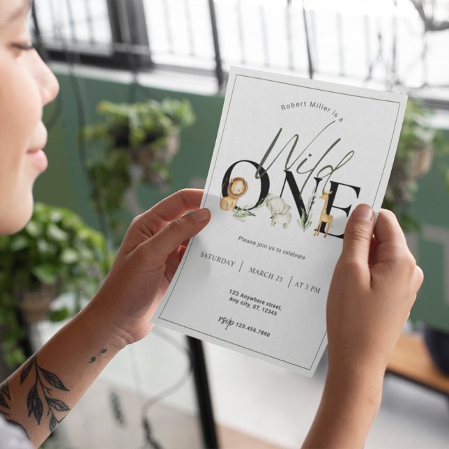 Wild One Safari First Birthday Invitation (Creator Uploaded)