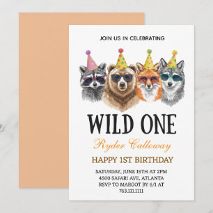 Wild One Safari First Birthday – Jungle Animal  Invitation