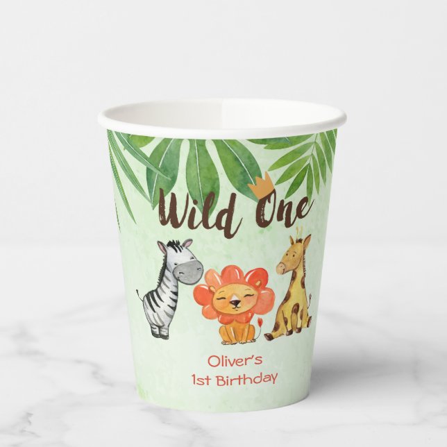 Wild One, Safari First Birthday Paper Cup (Left)