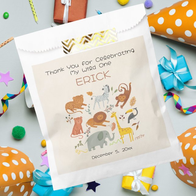 Wild One Safari First Birthday Party Favour Bag (Creator Uploaded)