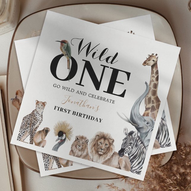 Wild One Safari First Birthday Party Napkin (Creator Uploaded)