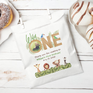 Wild One Safari First Birthday Photo Wood Animals Favour Bag