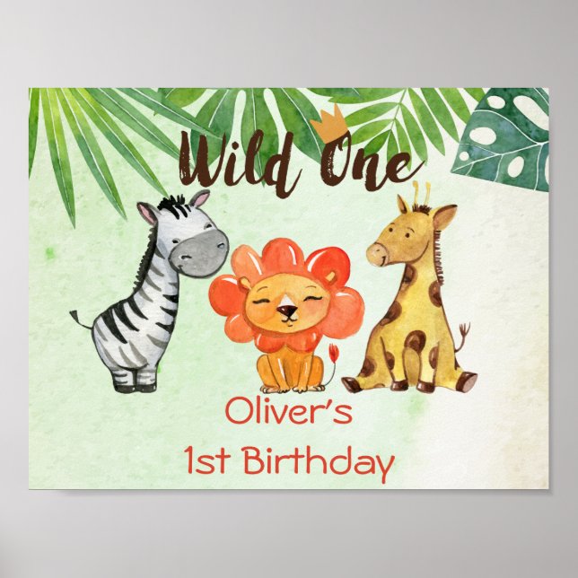 Wild One, Safari First Birthday Poster (Front)