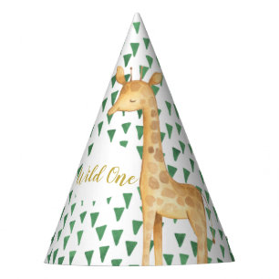 Wild One Safari Giraffe Birthday Party Hat