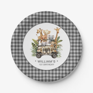 Wild One Safari Jungle 1st First Birthday Paper Plate