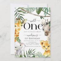 Wild One Safari Jungle Animal Boy 1st Birthday