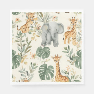 Wild One Safari Jungle Animals 1st Birthday Paper Napkin