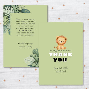 Wild One Safari Jungle Animals 1st Birthday  Thank You Card