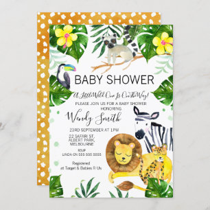 Wild One Safari jungle Animals Baby Shower Invitation