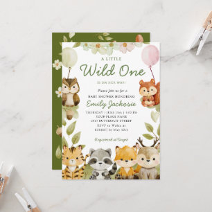 Wild One Safari jungle Animals Boy Baby Shower Invitation