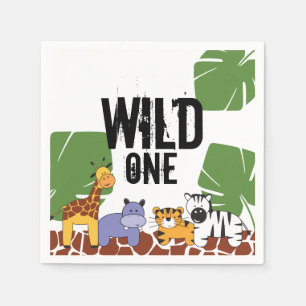 Wild One   Safari Jungle Animals   First Birthday Napkin