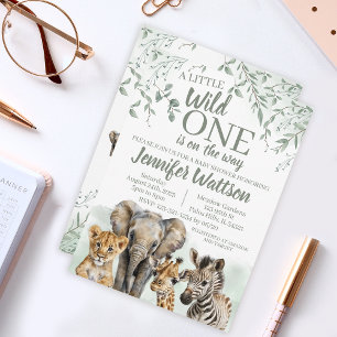 Wild one Safari Jungle baby shower invitation