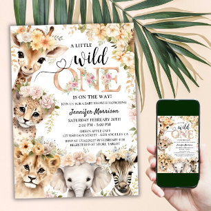 Wild One Safari Jungle Baby Shower Invitation