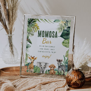 Wild One Safari Jungle Baby Shower Momosa Bar Sign