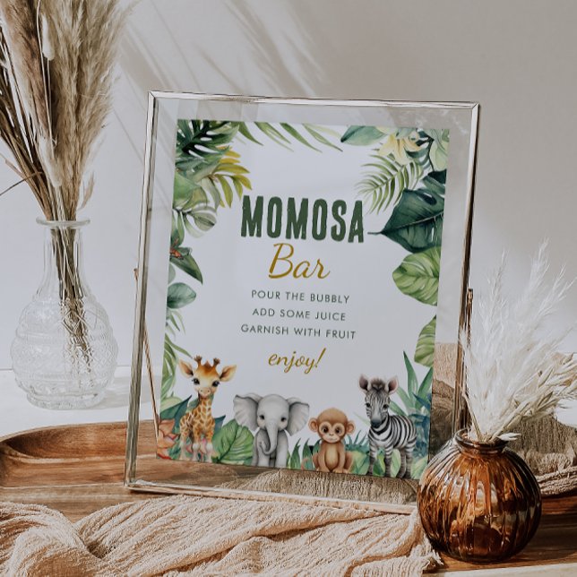 Wild One Safari Jungle Baby Shower Momosa Bar Sign (Creator Uploaded)