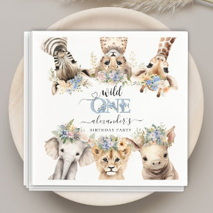 Wild One Safari Jungle Boy 1st Birthday Napkins