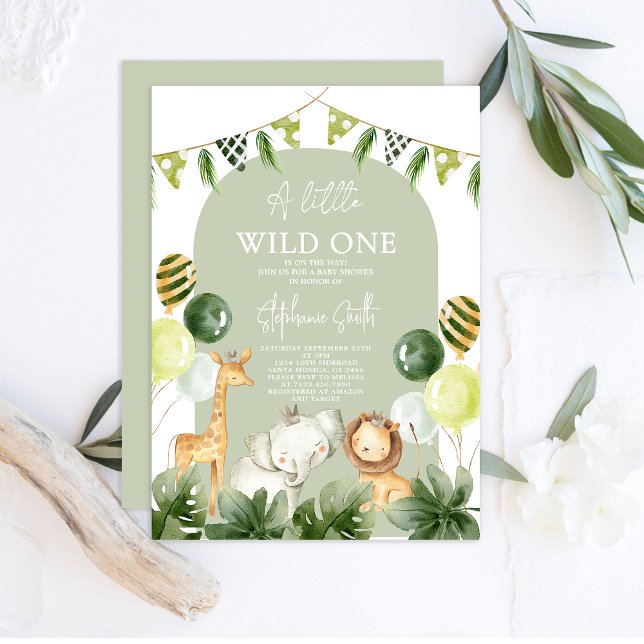 Wild One Safari Jungle Boy Baby Shower Invitation (Creator Uploaded)
