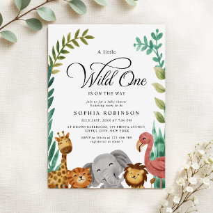 Wild One Safari Jungle Boys Baby Shower Invitation