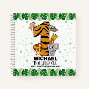 Wild One Safari Jungle First Birthday Guest Book
