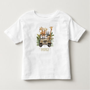 Wild One Safari Jungle First Birthday Name Girl Toddler T-Shirt