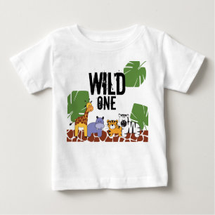 "WILD ONE" Safari, Jungle Theme First Birthday Baby T-Shirt