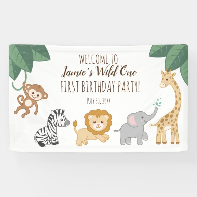 Wild one Safari / Jungle theme welcome sign (Horizontal)
