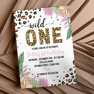 Wild One Safari Leopard 1st Birthday Invitation