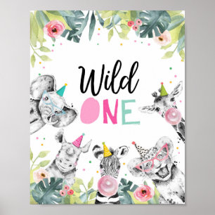 Wild One Safari Party Animals First Birthday Sign