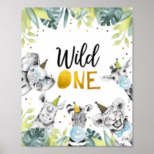 Wild One Safari Party Animals First Birthday Sign