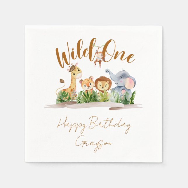 Wild One Safari Party Napkins (Front)