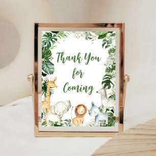 Wild One Safari Shower Thank you for Coming Sign