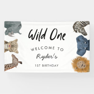 Wild One Safari Theme Boy's First Birthday Banner