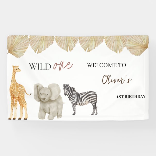 Wild One Safari Theme First Birthday   Banner (Horizontal)