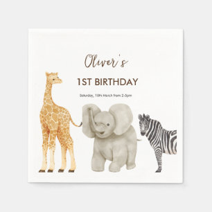 Wild One Safari Theme First Birthday  Invitation Napkin