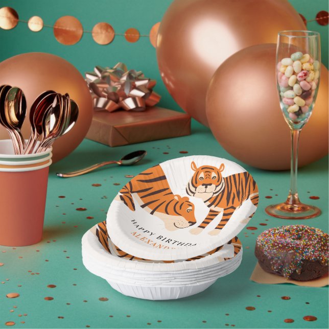 Wild One Safari Tiger Kid's Birthday Paper Plate (Multi)