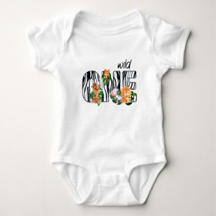 Wild One Safari Zebra Baby Bodysuit