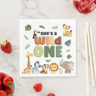 Wild One Safari Zoo Animal Birthday Party Napkin
