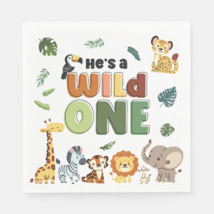 Wild One Safari Zoo Animal Birthday Party Napkin