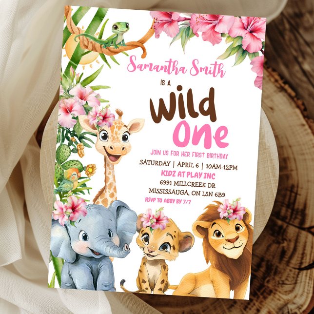 Wild One Savannah Safari Theme Girl First Birthday Invitation (Creator Uploaded)